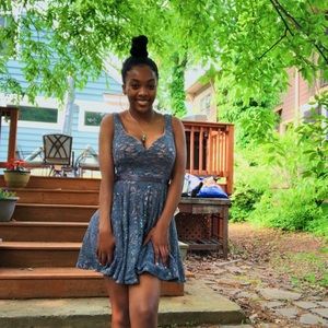 Sequined V-Neck Fit & Flare Dress